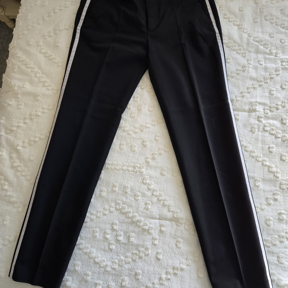 Zara Black Skinny Pants with White Stripes